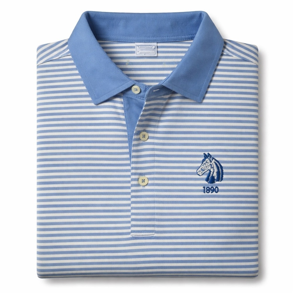Donald Ross Sport Blue Striped Golf Polo Philadelphia Country Club – Men’s Large